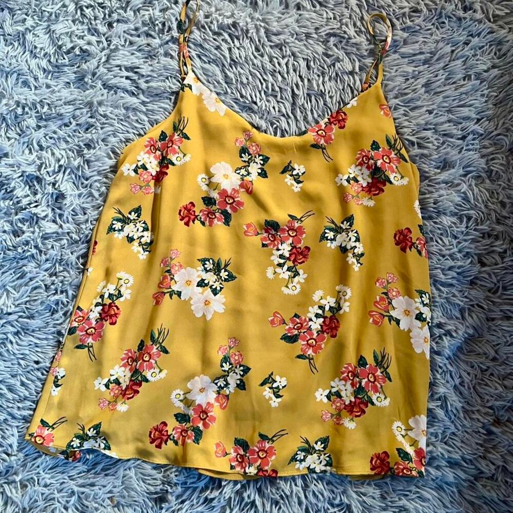 Mustard Yellow Floral Fairy Cottage Core Bohemian Lagenlook‎ Flowy Camisole